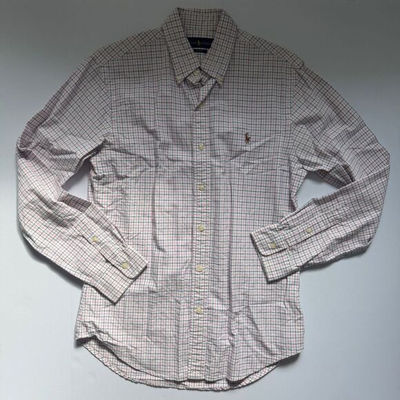 Polo Ralph Lauren Men's Multicolor Checkered Pink/White/Navy Plaid Shirt Size M - Picture 1 of 5